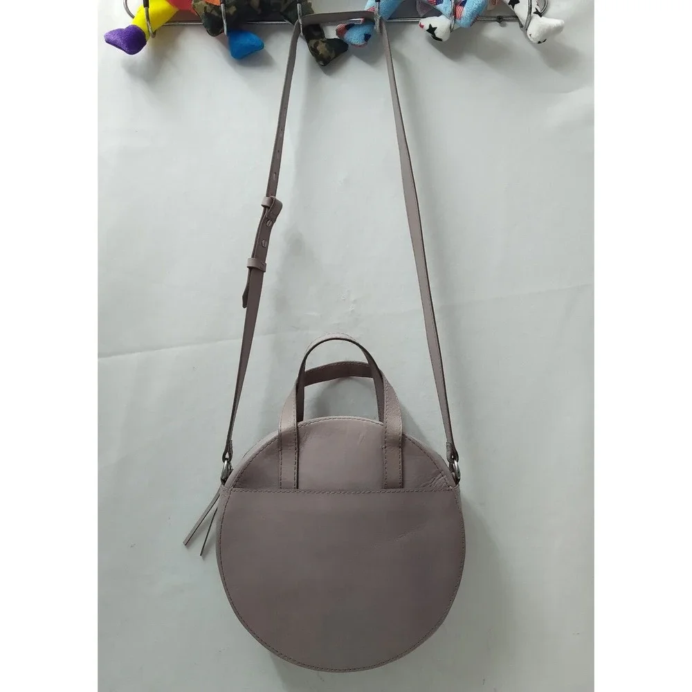 Madewell Light Purple Leather Round Shape Zipper Satchel Crossbody Bag